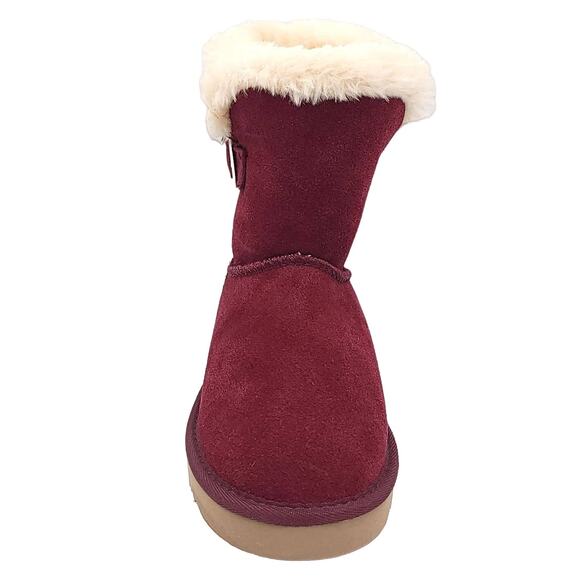 Style & Co Women Slip On Fuzzy Winter Booties Tiny 2 Size US 5M Wine Red Suede - Picture 4 of 6